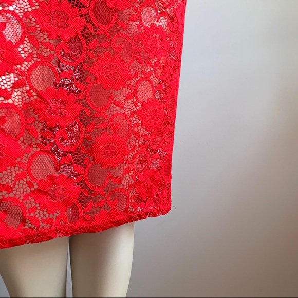 ASOS Red Scalloped Floral Lace Dress - Picture 6 of 8